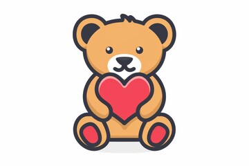 Fototapeta premium A lovable cartoon bear expresses its affection through a heart-shaped gesture in this endearing clipart illustration