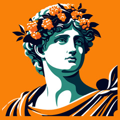 Sculpture of the Greek goddess Athena. Vector illustration. generative AI