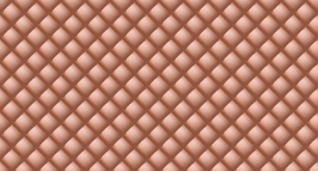 Simple upholstery quilted background. Quilted stitched background pattern. Brown leather texture sofa backdrop. Seamless texture quilted background