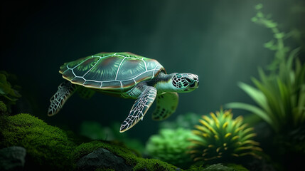 Obraz premium turtle swimming in the sea