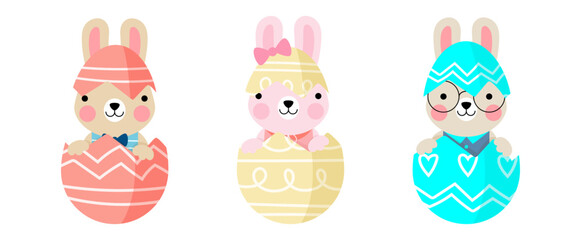 Easter bunny rabbits and Easter eggs, Welcome spring season,