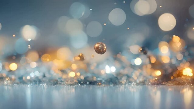 Gorgeous gold and blue sparkly blurred background movement