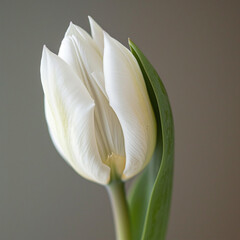 white tulip on a black background
