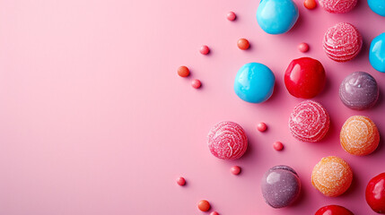 Minimalistic sweet and candy background concept with empty space. 