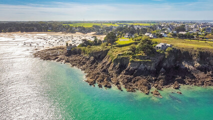 Vue aérienne de la côte bretonne, Rotheneuf, La Guimorais, Bretagne