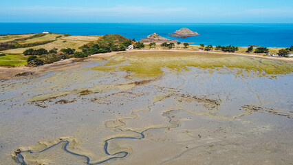Vue aérienne de la côte bretonne, Rotheneuf, La Guimorais, Bretagne