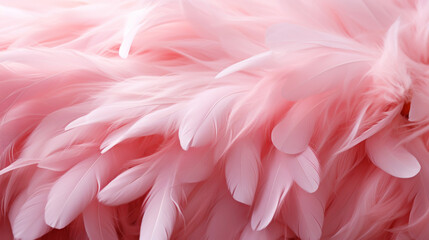 Close up of light pink luxurious feather background with copying spaces. Generative AI