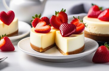 cheesecake with strawberries. March 8. women's Day breakfast