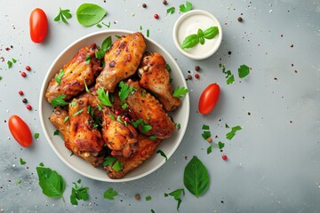 bowl of chicken wings on white background