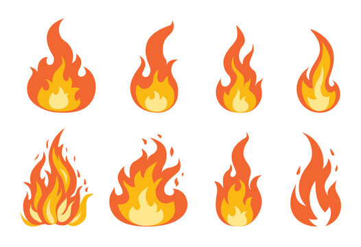 Vector set with the image of a flame