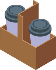 Cup holder bag icon isometric vector. Pack plastic. Care design takeout
