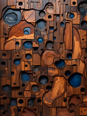 A wooden surface made of wood, with several small pieces of wood, bold outline, coloring, arched doors, aluminum. 3D rendering concept design illustration.