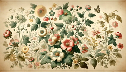 Vintage flower tropical flower background - obrazy, fototapety, plakaty