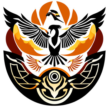 Tattoo design with eagle and eagle wings, vector illustration. Generative AI