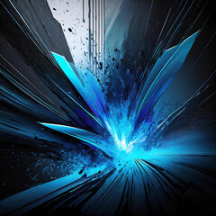 Abstract blue and black background, Color explosion futuristic concept. Generative AI.