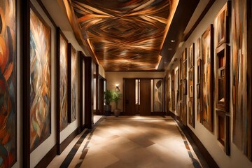 interior decoration design of the hall decorated with the table and chair with room kitchen design and flowers in the table with room ceiling with the lights and colorful wallpaper design background 