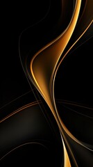 Black background wallpaper for phone with gold wavy lines