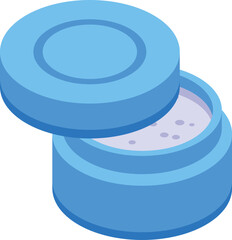 Open tooth powder icon isometric vector. Art color. Product wash
