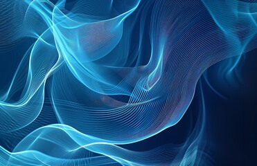 Blue Abstract Background Made of Wave Lines