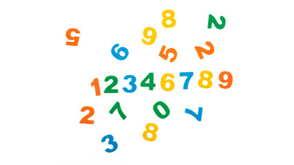 Colorful numbers isolated on white background. Education concept. Preschool learn numbers.