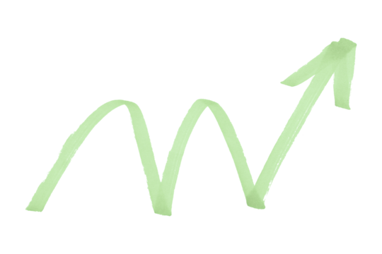 Green arrows isolated on transparent background