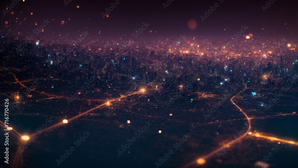 Poster 3d arrangement of abstract particle designs. modern technology network communication background a ne