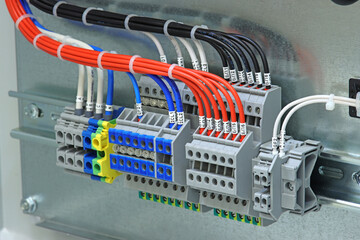 Connection to  terminals by wiring method. Terminals on the diner, which is located on a metal...