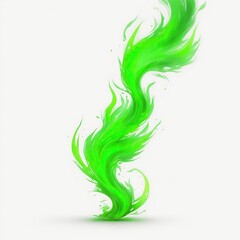 Green flame magic fire on white background