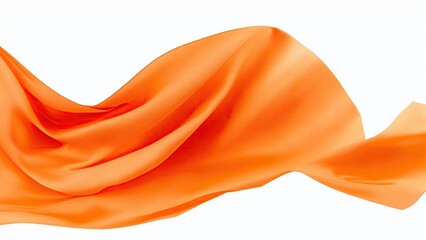 Flying Orange silk fabric. Waving satin cloth on white background