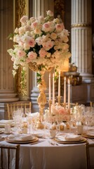 Fototapeta na wymiar Classic Opulence with Blooms and Golden Light