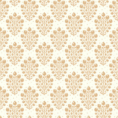 Hand drawn decorative doodle berries seamless pattern, silhouette scandinavian simple flower texture