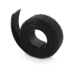 Velcro tape in a roll closeup on a white background.