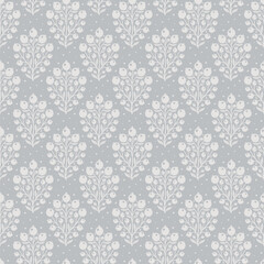 Hand drawn decorative doodle berries seamless pattern, silhouette scandinavian simple flower texture