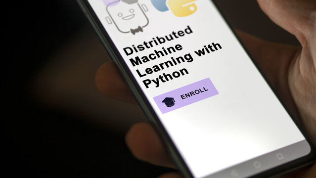 January 03th 2024. Student Enrolls To Distributed Machine Learning With Python Program On A Phone, Upskilling Certification By E-learning