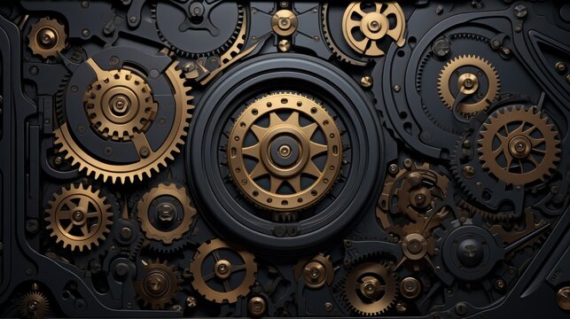 Solid colour dark balck mechanism art background UHD wallpaper