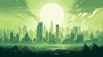 modern green metropolitan cityscape.