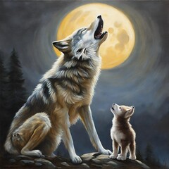 wolf on the moon