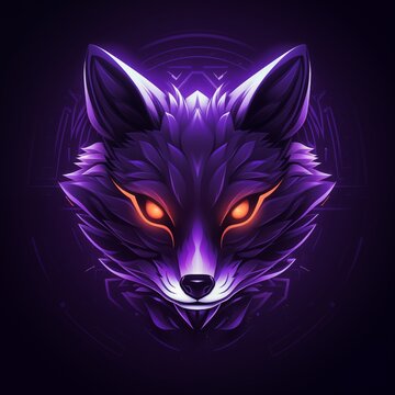 Vibrant dark purple wolf head