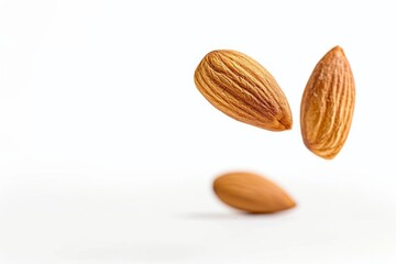 Flying almond isolated white background