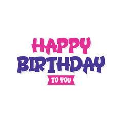 Vector happy birthday lettering text banner with party element for celebration