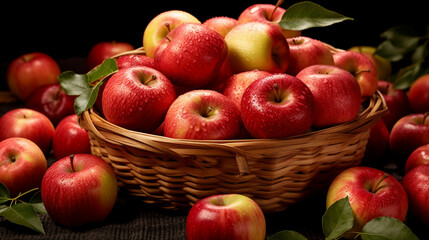 Naklejka na ściany i meble apples in basket high definition(hd) photographic creative image