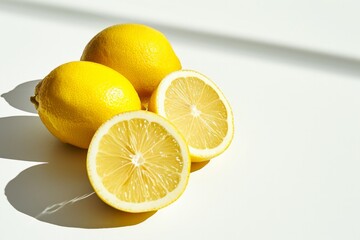 Lemons on white background with shadow