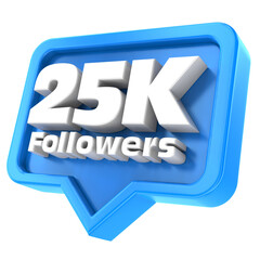 25K Followers Blue Number 3D Render