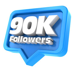 90K Followers Blue Number 3D Render