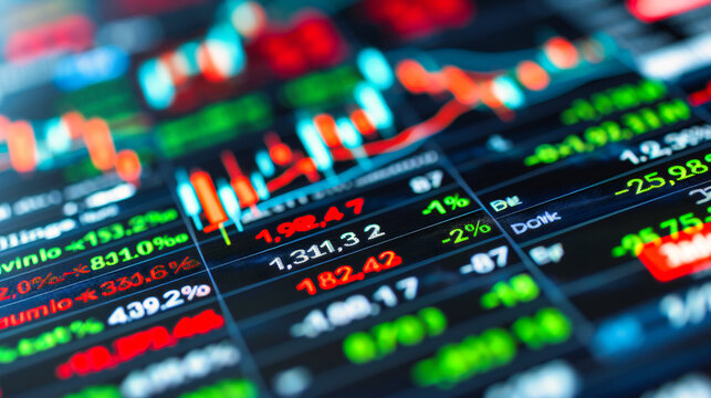 Financial Market Analysis: Graphs and Charts Displaying Economic Trends and Data