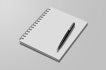 Ringed notebook mockup template in tilted position