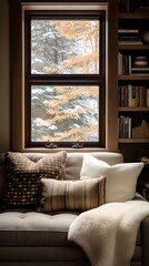 Comfortable Reading Space with Warm Textiles and Tech