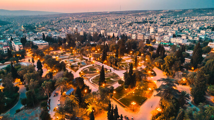 Aerial View of Haifa: Panoramic Cityscape with Famous Bahai Gardens