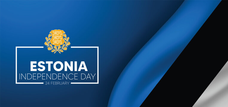 Estonia Independence Day 24 February waving flag vector poster - Powered by Adobe