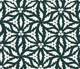 Floral ornamental pattern. Flowers and leaves background in medieval european style. Seamless flourish  Lace nature decor. - 716789411